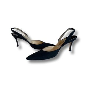 Manolo Blahnik Carolyne Crepe Black Slingback Pump - Size 37.5